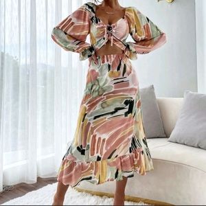 Watercolor Print Dress